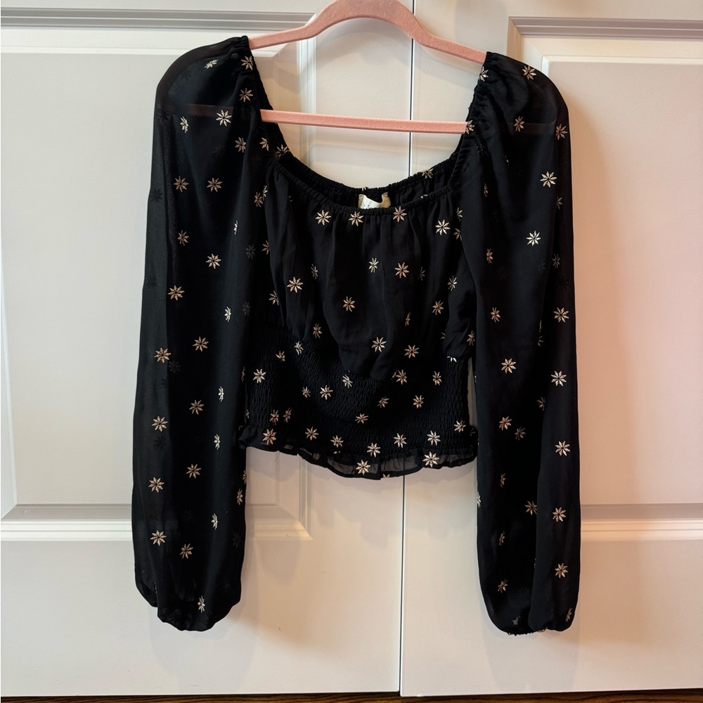 Black top with gold flowers